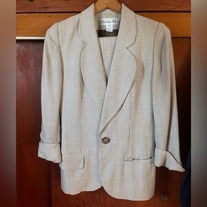 Vintage Dior Brown and Cream Women’s Suit